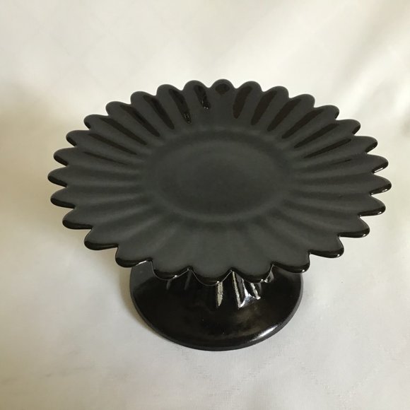 Vintage Black Amethyst Ebony Pedestal Plate - Picture 2 of 4